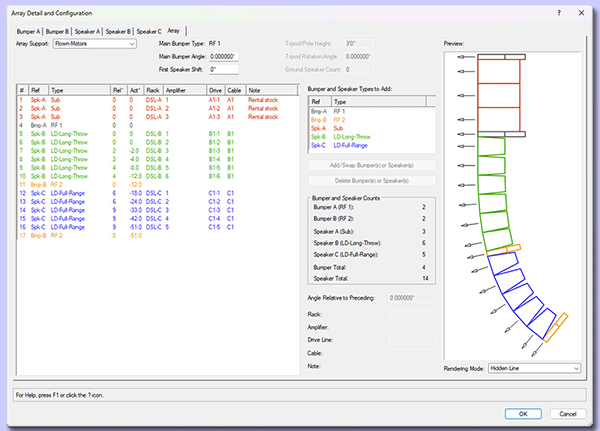 AudioArray 2 Config dialog